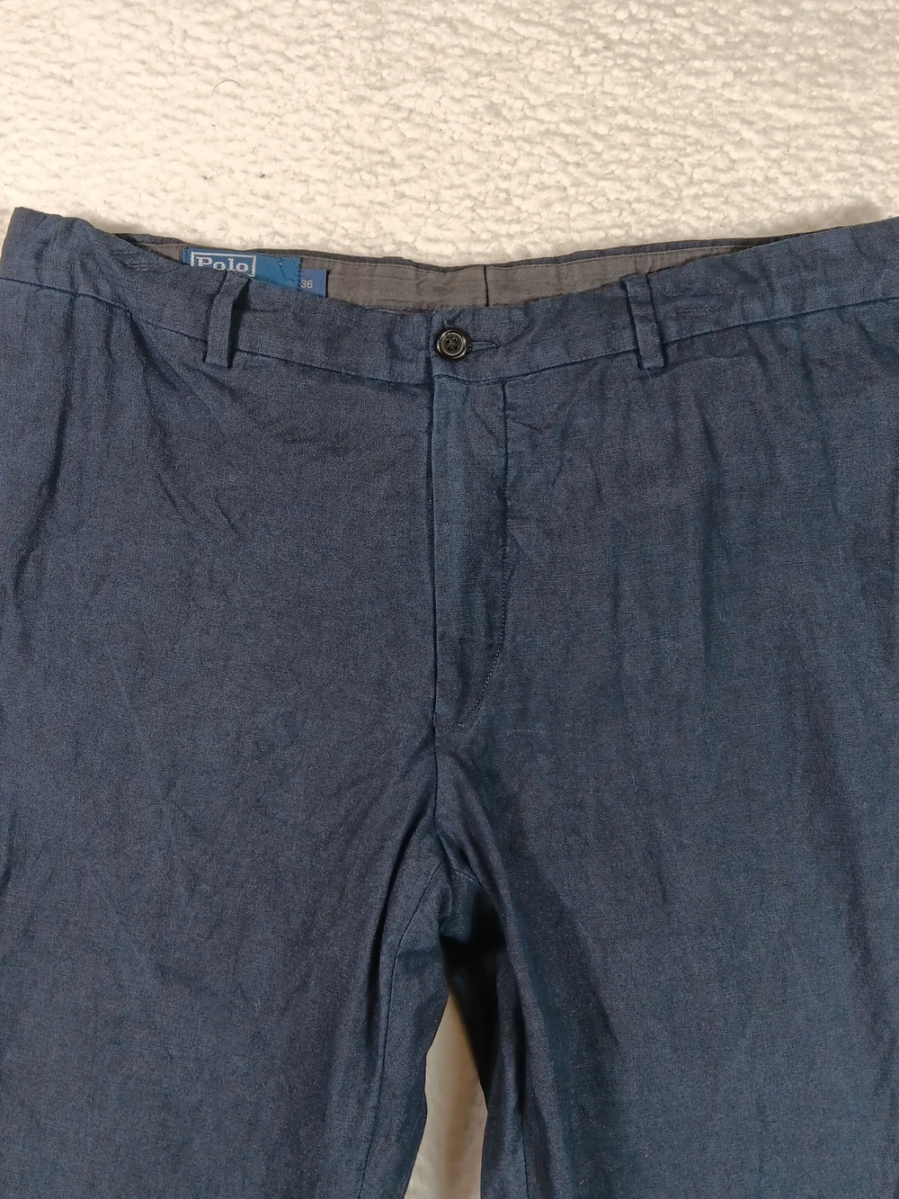 Vintage 80s Polo Ralph Lauren Pants Mens 36x30 Navy 100% Linen Trousers Italy